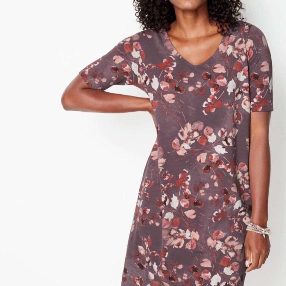 J.Jill Pure JIll Affinity floral v-neck dress pockets M TALL